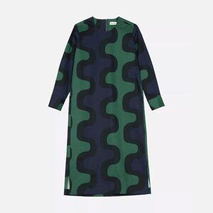 Marimekko Fiher Seireeni Midi Dress Navy Size 6 NWT